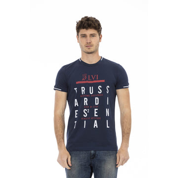 Trussardi Action Sleek Short Sleeve Blue Tee with Front Print