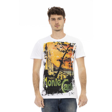 Trussardi Action Elevated Casual White Tee with Graphic Print