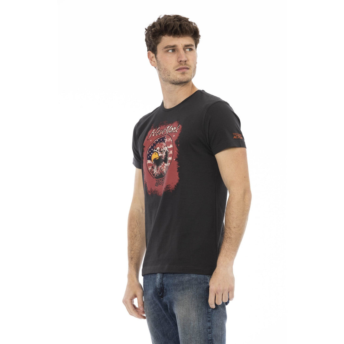 Trussardi Action Sleek Round Neck Tee With Chic Front Print