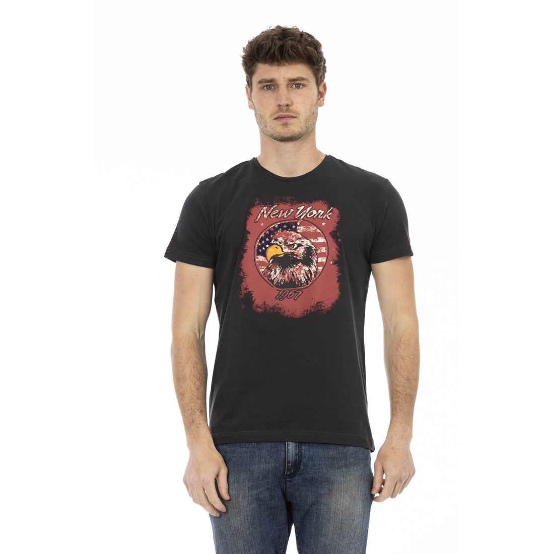 Trussardi Action Sleek Round Neck Tee With Chic Front Print