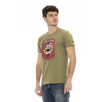 Trussardi Action Chic Green Short Sleeve Printed Tee