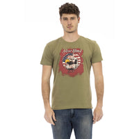 Trussardi Action Chic Green Short Sleeve Printed Tee