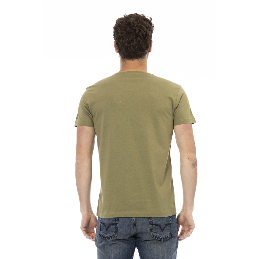 Trussardi Action Elegant Green Tee with Artistic Front Print