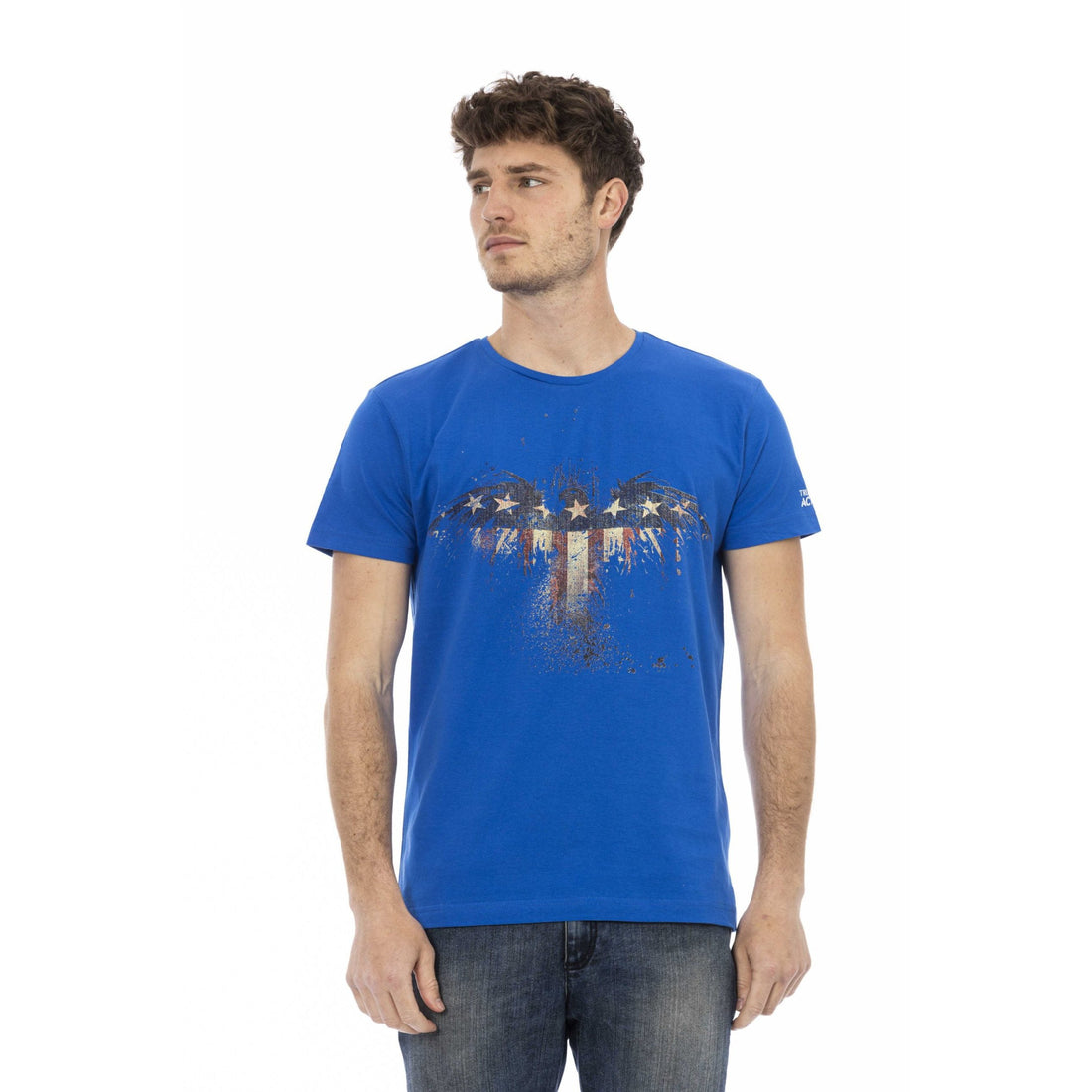 Trussardi Action Chic Blue Short Sleeve T-Shirt with Print