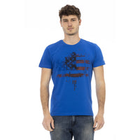 Trussardi Action Elegant Blue Short Sleeve Tee with Front Print