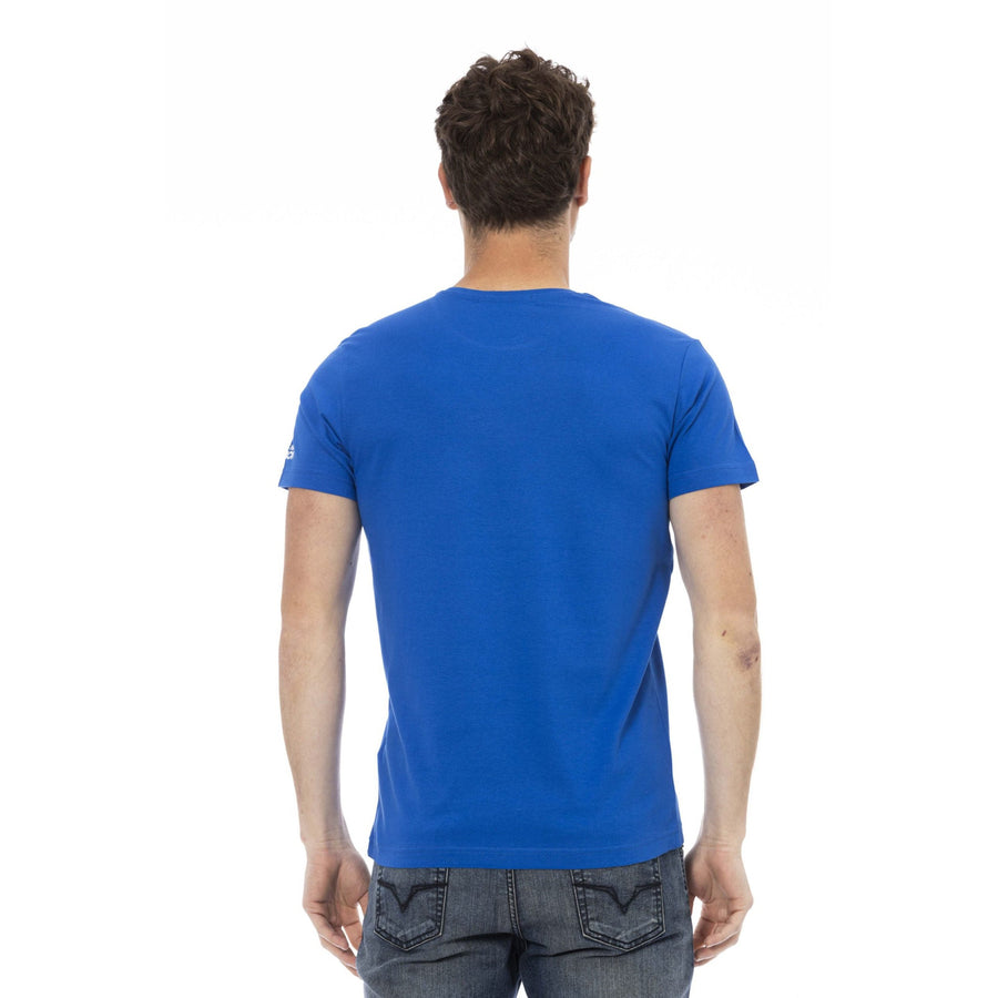 Trussardi Action Elegant Blue Short Sleeve Tee with Front Print