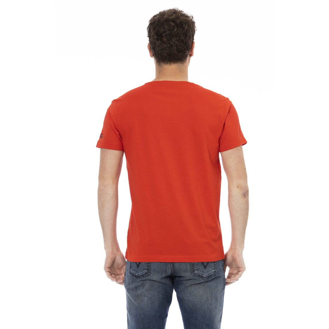 Trussardi Action Vibrant Red Round Neck Tee with Graphic Print