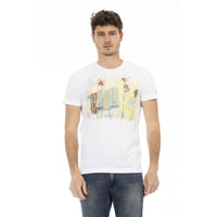 Trussardi Action Elegant White Tee with Artistic Front Print