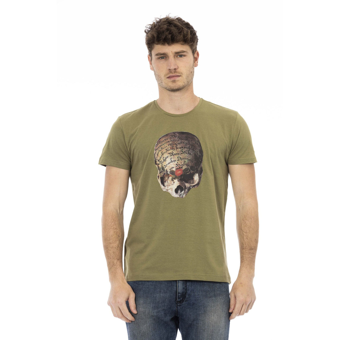 Trussardi Action Slim-Fit Green Tee with Front Print