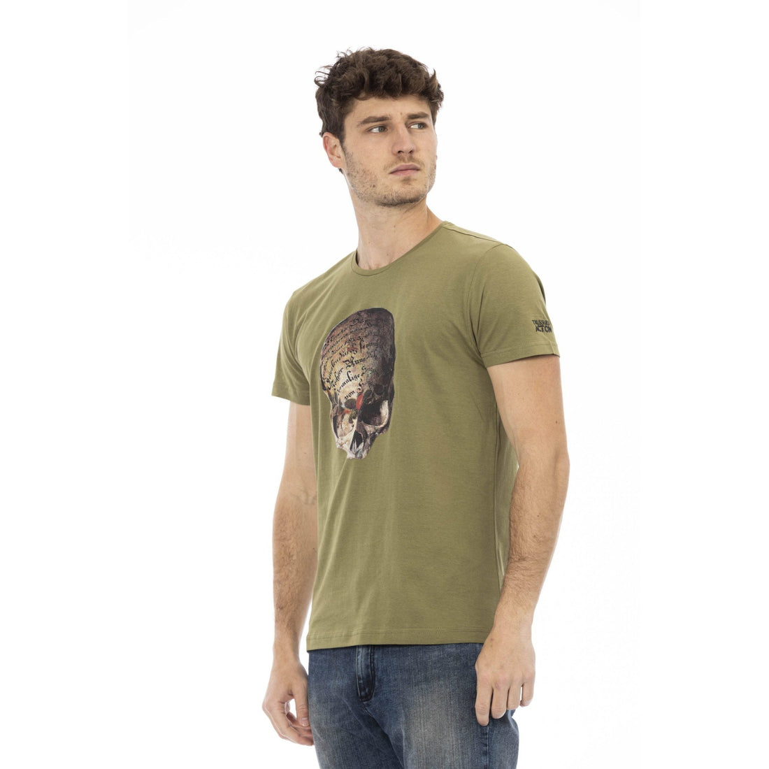 Trussardi Action Slim-Fit Green Tee with Front Print