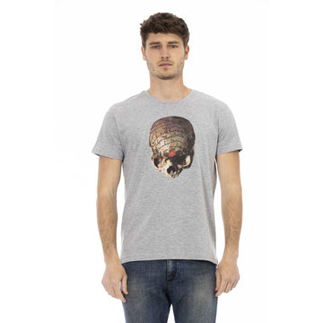 Trussardi Action Sleek Summer Gray T-Shirt with Front Print