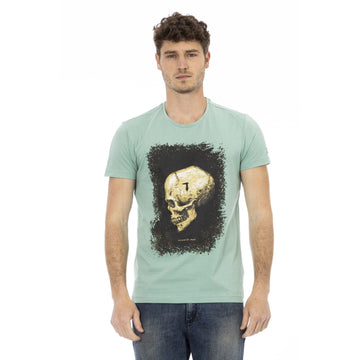 Trussardi Action Casual Chic Green Tee with Graphic Appeal