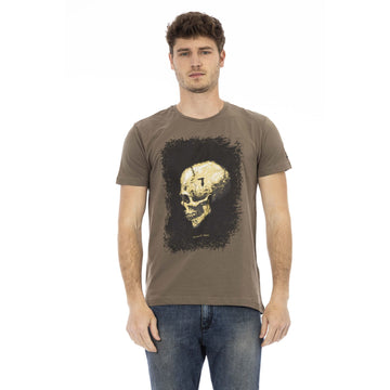 Trussardi Action Elegant Short Sleeve Brown Tee with Unique Print