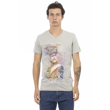 Trussardi Action Elegant V-Neck Tee with Exclusive Front Print