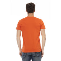 Trussardi Action Vibrant Red V-Neck Tee with Front Print