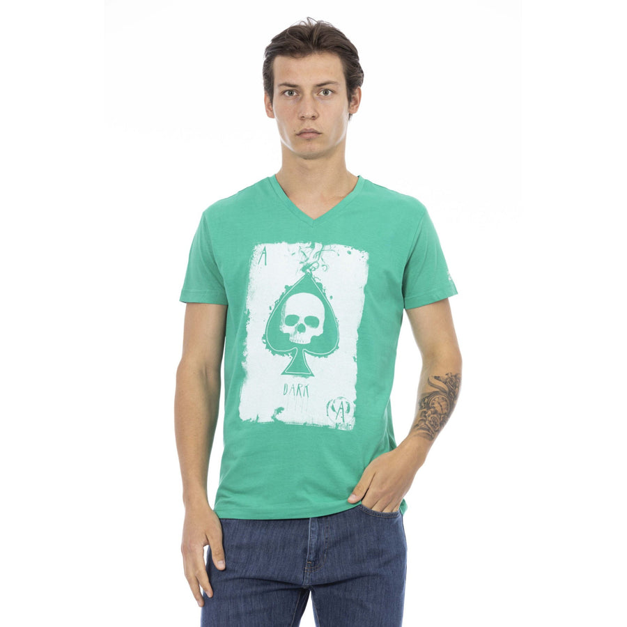 Trussardi Action Elegant V-Neck Tee in Lush Green