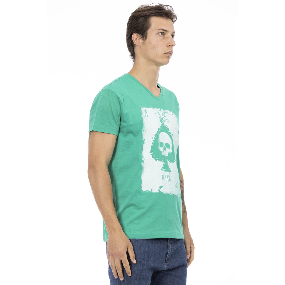 Trussardi Action Elegant V-Neck Tee in Lush Green