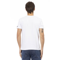 Trussardi Action Elegant V-Neck Tee with Chic Front Print