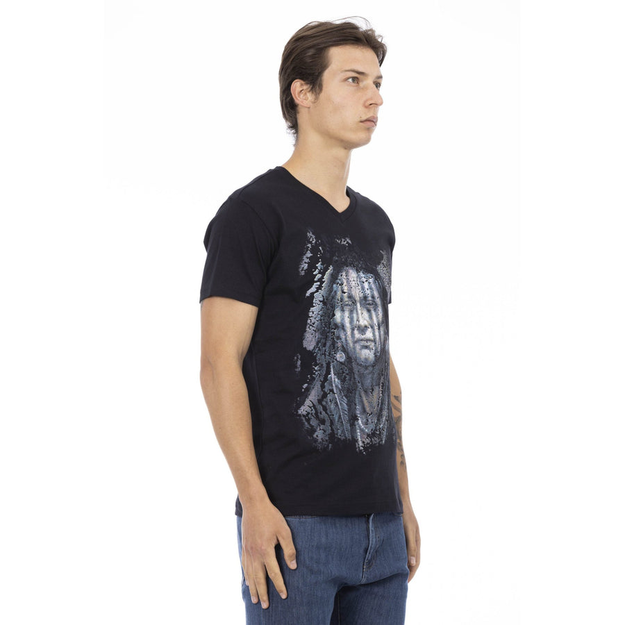 Trussardi Action Elegant V-Neck Tee with Front Print