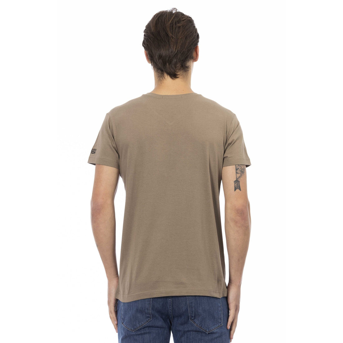 Trussardi Action Elegant V-Neck Tee with Chic Front Print