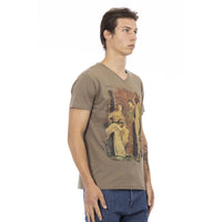 Trussardi Action Elegant V-Neck Tee with Chic Front Print