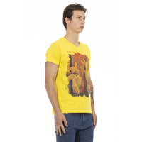 Trussardi Action Sunshine Yellow V-Neck Tee with Graphic Charm