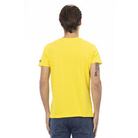 Trussardi Action Sunshine Yellow V-Neck Tee with Graphic Charm