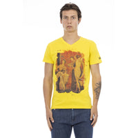 Trussardi Action Sunshine Yellow V-Neck Tee with Graphic Charm