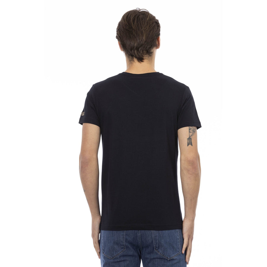 Trussardi Action Chic V-Neck Tee with Artistic Front Print