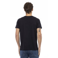 Trussardi Action Elegant V-Neck Tee with Chic Front Print