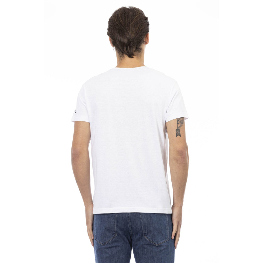 Trussardi Action Elegant V-Neck Tee with Chic Front Print