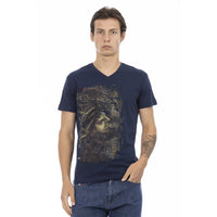 Trussardi Action V-Neck Short Sleeve Stylish Blue Tee