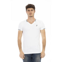 Trussardi Action Sleek V-Neck Tee with Chest Print