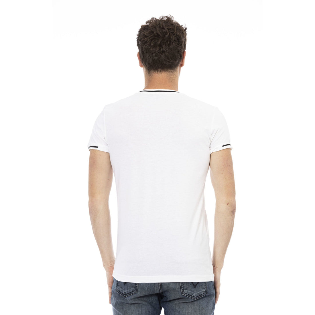 Trussardi Action Sleek V-Neck Tee with Chest Print