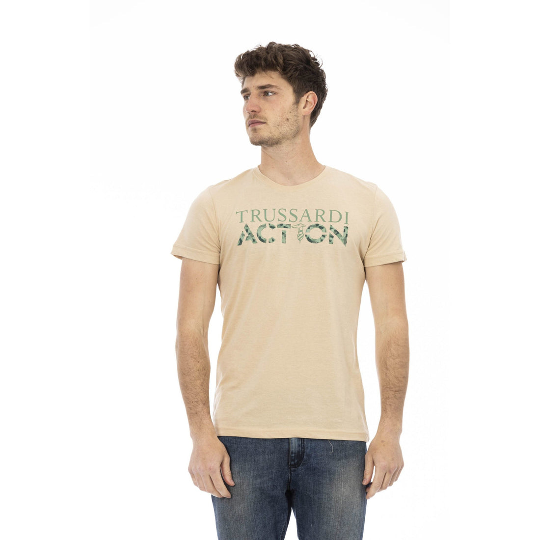 Trussardi Action Elegant Beige Short Sleeve Round Neck Tee