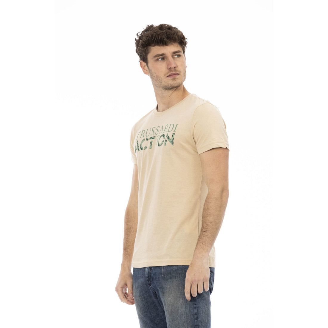 Trussardi Action Elegant Beige Short Sleeve Round Neck Tee