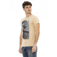 Trussardi Action Elegant Beige Round Neck Tee with Chic Print