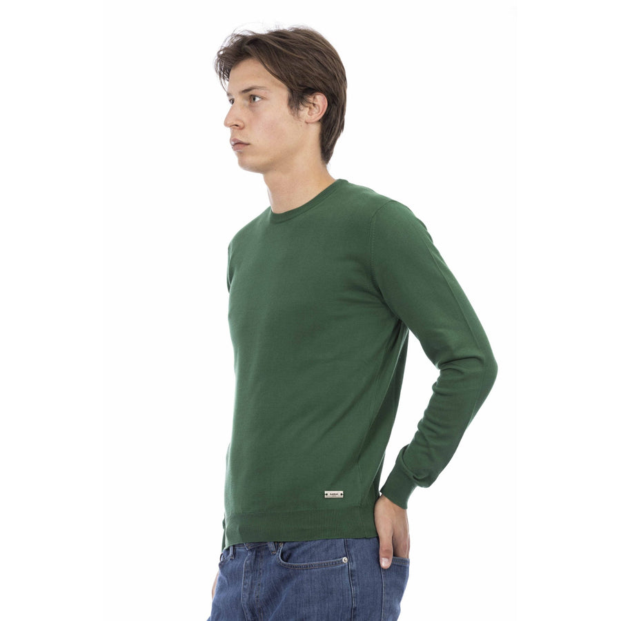 Baldinini Trend Elegant Green Cotton Crew Neck Sweater