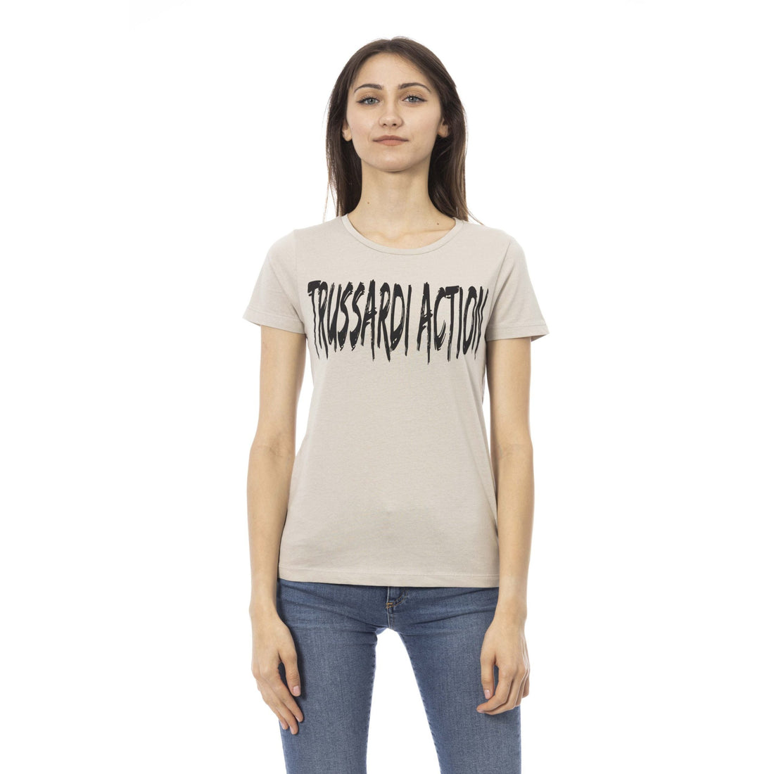 Trussardi Action Elegant Beige Short Sleeve Round Neck Tee