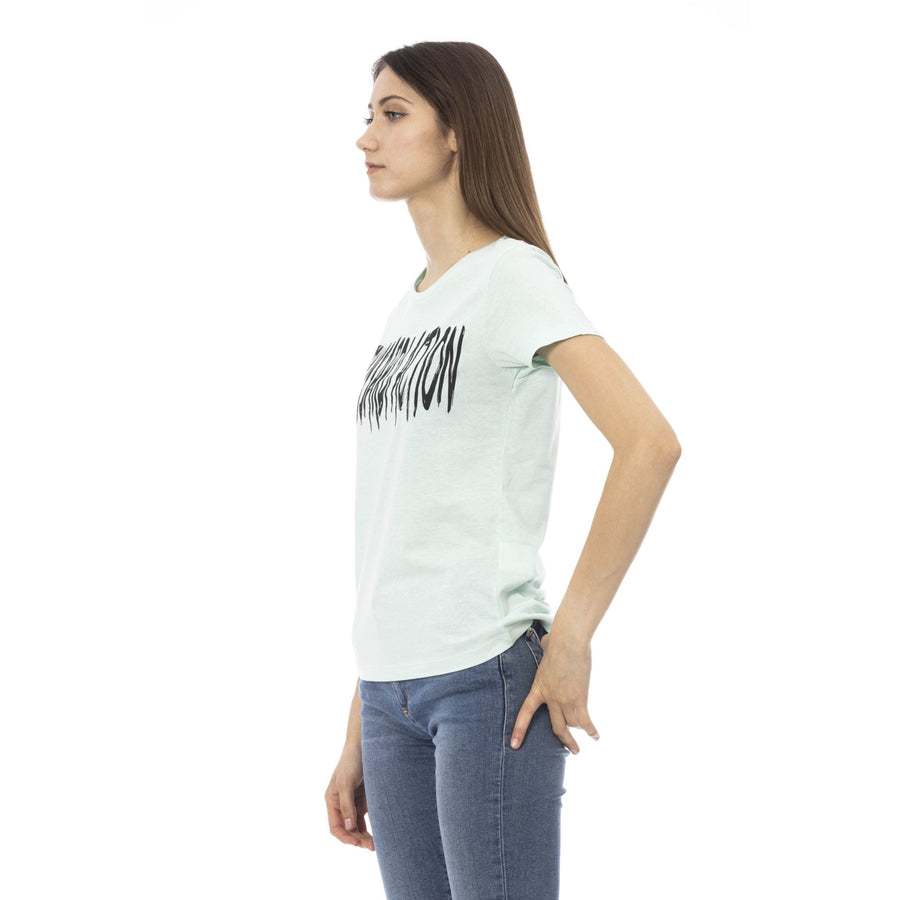 Trussardi Action Elegant Light Blue Tee with Chic Front Print