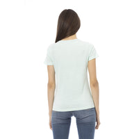 Trussardi Action Elegant Light Blue Tee with Chic Front Print