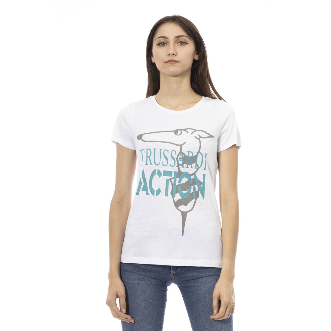 Trussardi Action Chic White Printed Tee: Summer Wardrobe Essential