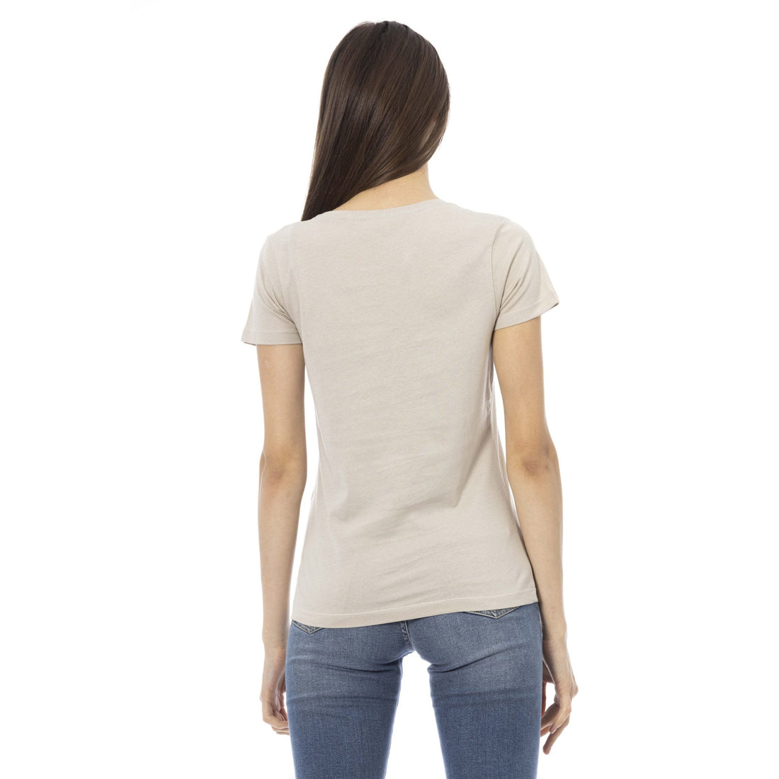 Trussardi Action Elegant Beige Printed Tee for the Stylish Woman