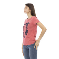 Trussardi Action Chic Pink Cotton-Blend Tee with Elegant Print