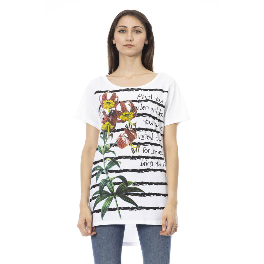 Trussardi Action Chic White Cotton Blend Tee