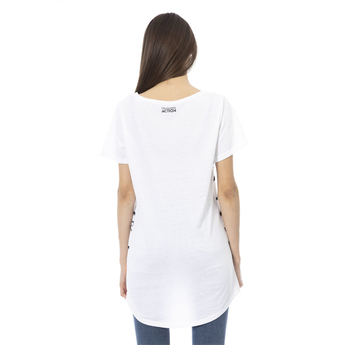 Trussardi Action Chic White Cotton Blend Tee