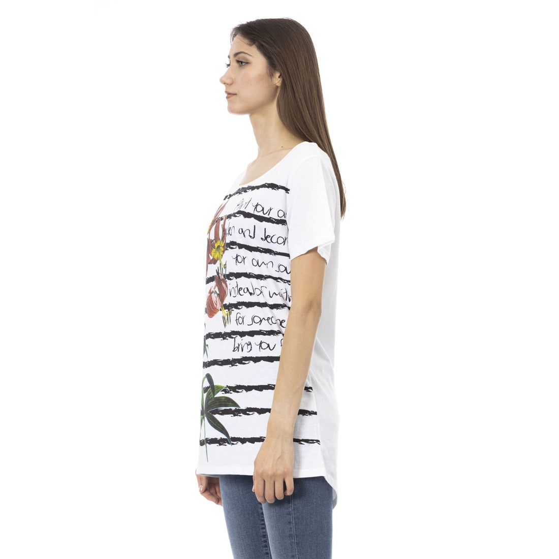 Trussardi Action Chic White Cotton Blend Tee