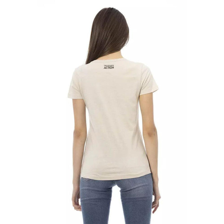 Trussardi Action Beige Cotton Blend Casual Tee