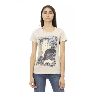 Trussardi Action Beige Cotton Blend Casual Tee