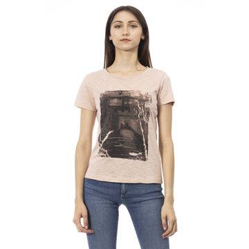 Trussardi Action Elegant Pink Short Sleeve Tee with Chic Print